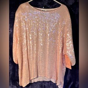Hand made Pink sequence women’s top size 3X Silk new
